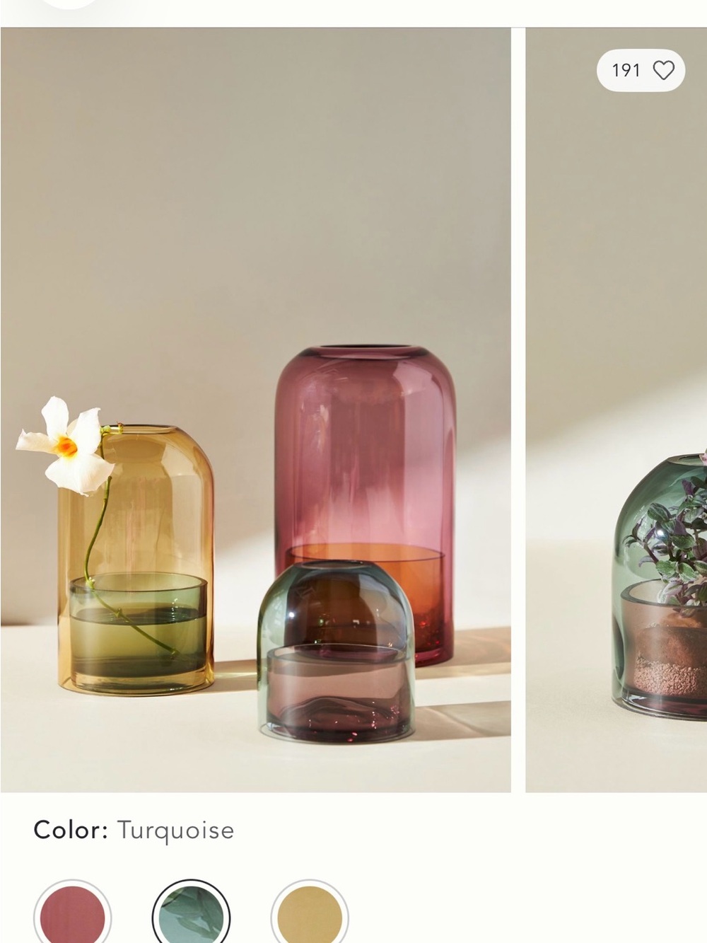 4 Anthropologie Glass cloche candle holders